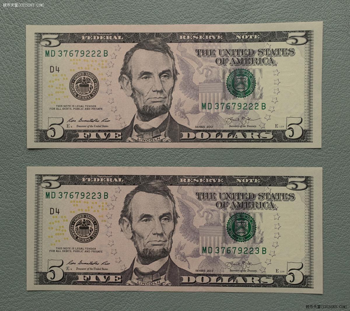钱币天堂·交易区详情·美国5美元2枚 全新