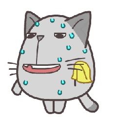 擦汗汗水猫咪黄色毛巾紧张gif动图_动态图_表情包下载_soogif