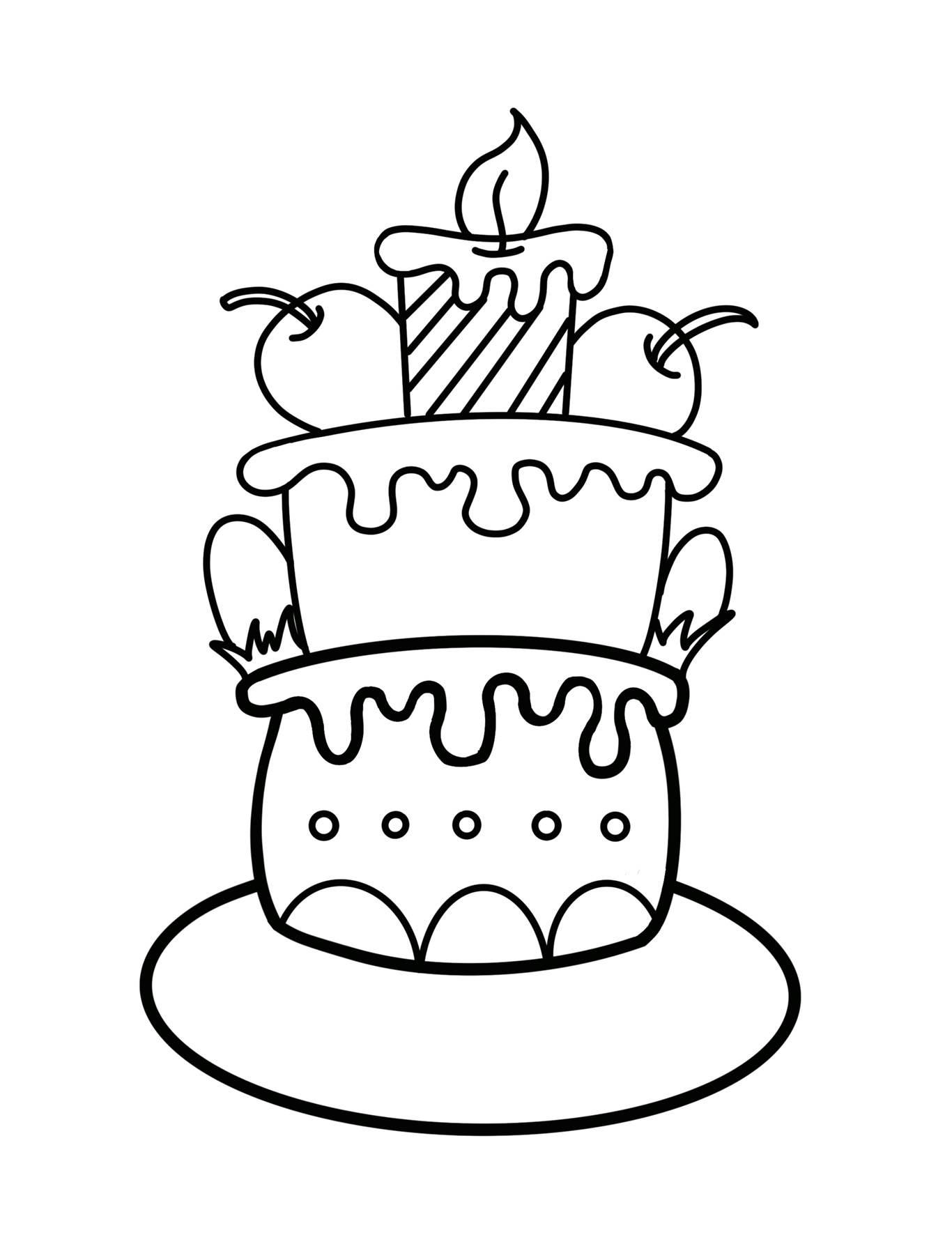 生日蛋糕 儿童画 创意画 带线稿哦 #儿童简笔画# #创意儿童画# #创意