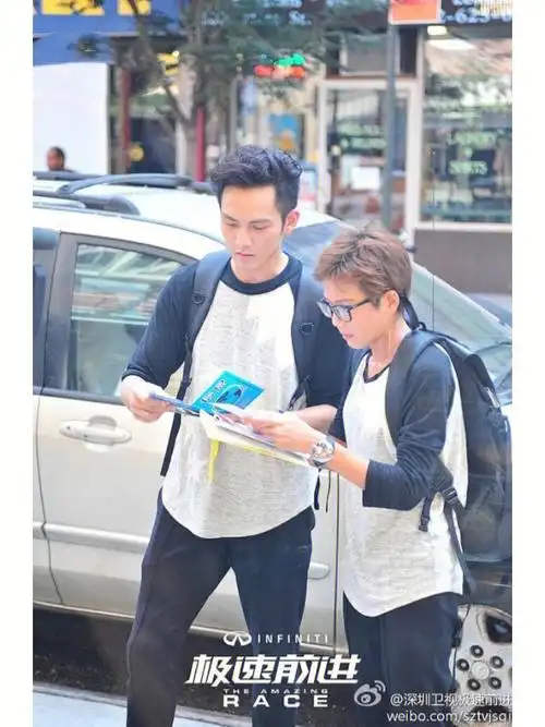 美国纽约 录制真人秀节目《极速前进》第一赛段#钟汉良小哇