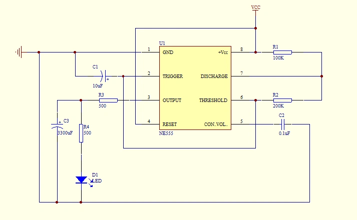 555制作的呼吸灯电路