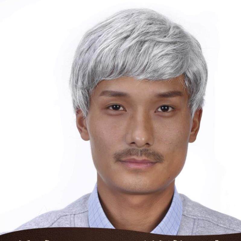 白色老爷爷胡子假发灰白银白男士道具扮演逼真日常整顶假发