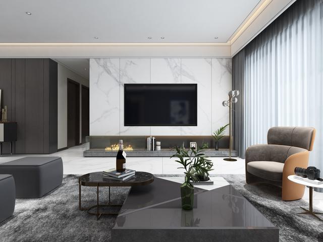 背景墙设计|这4套简约大气的悬空电视岩板背景墙,值得入手!