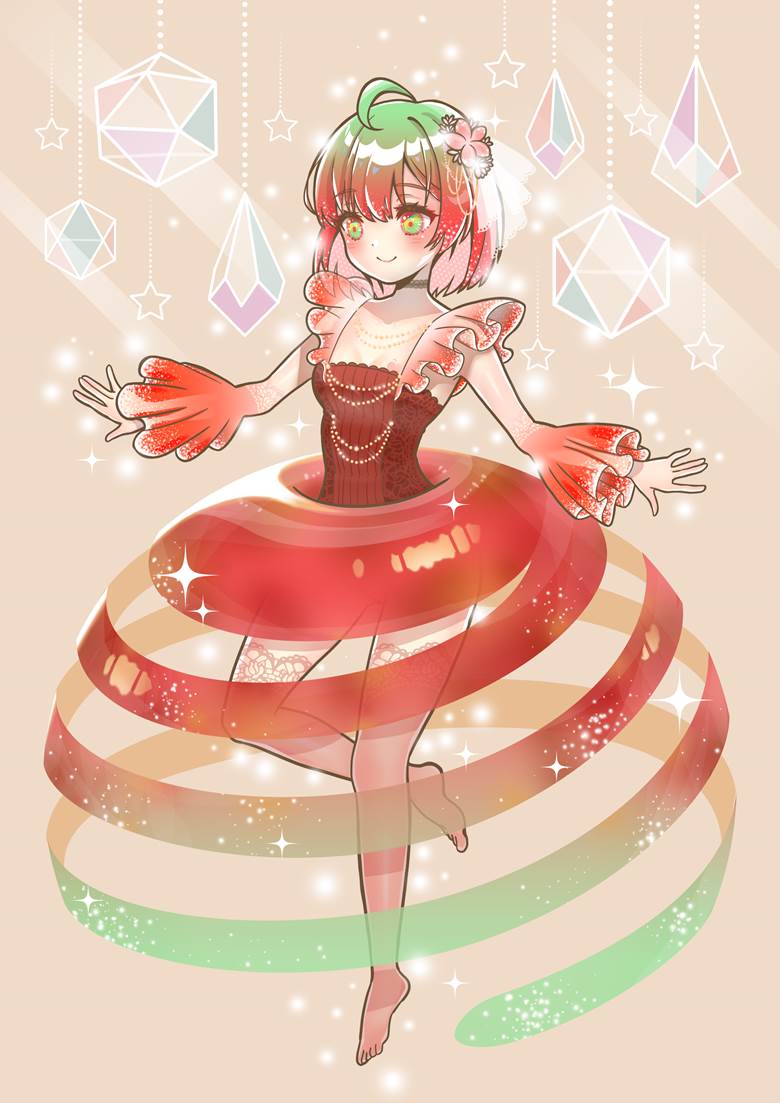 りんごの拟人化|现実ピリカ的苹果插画图片