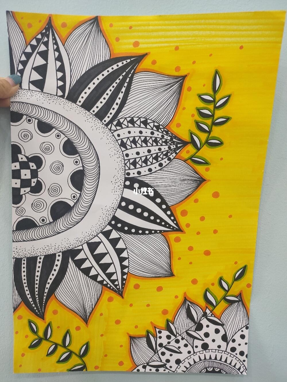 线描向日葵_线描_向日葵_创意美术_少儿创意美术_文化_绘画