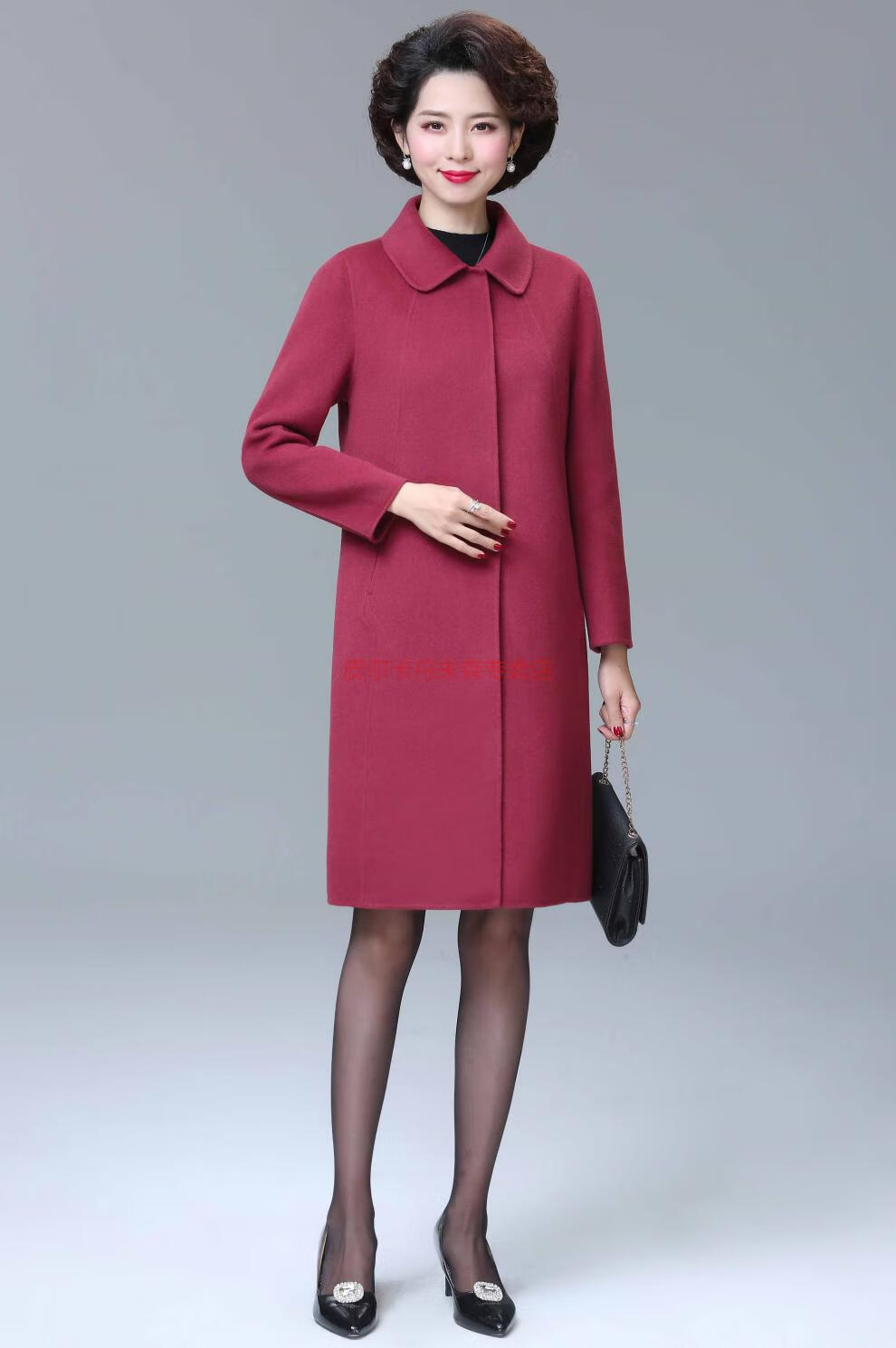 皮尔卡丹品牌高档女装中老年人双面呢羊绒大衣女中长款高端洋气妈妈