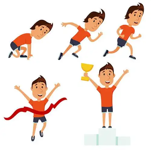 跑_竞争_训练_慢跑_卡通_冲刺_起跑线_比赛_结束_奖_跑步_胜利_运动