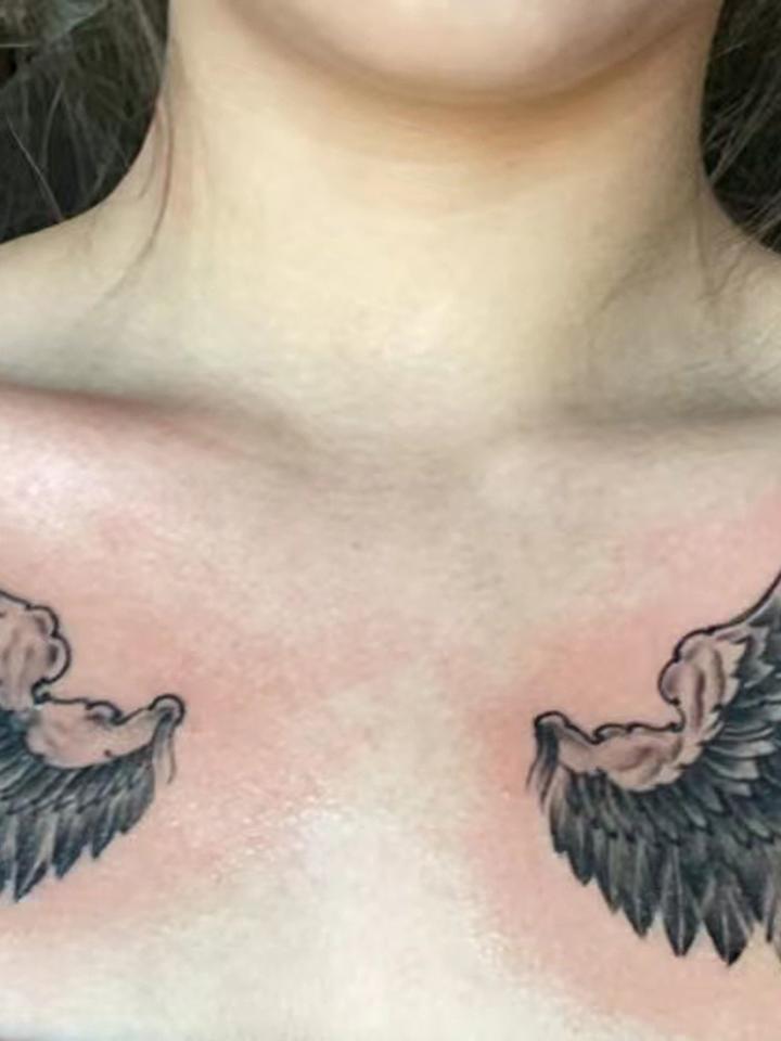 花胸 翅膀_纹身图案手稿图片_橙子的纹身作品集