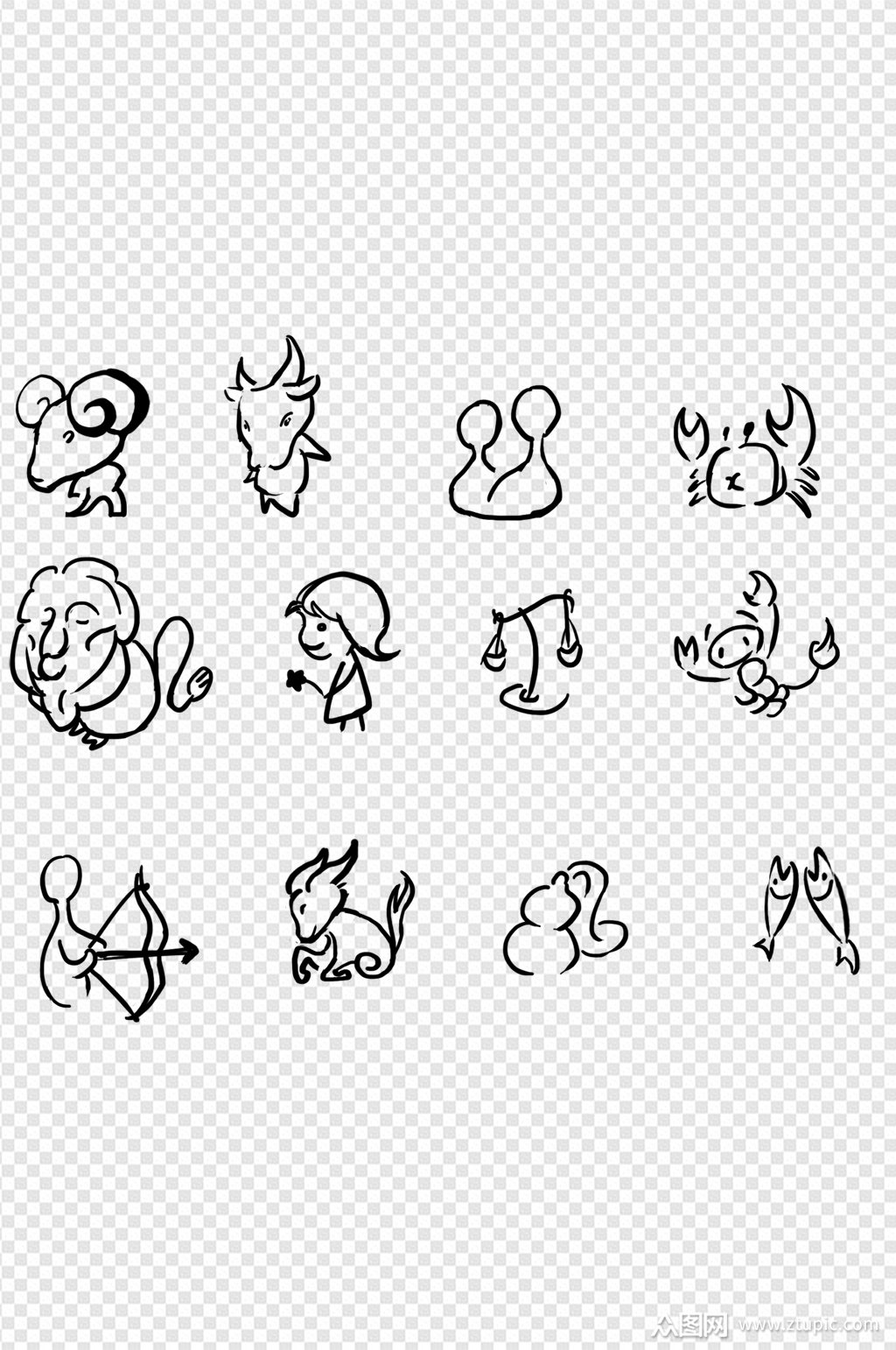 12星座线条画素材