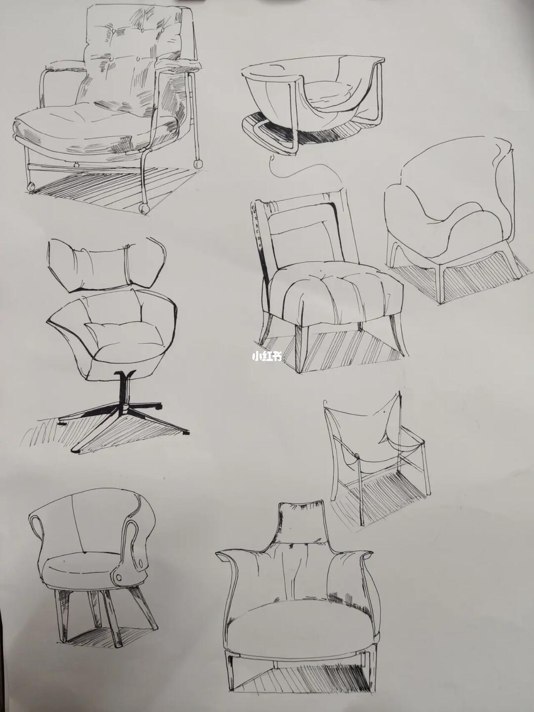 手绘临摹家具椅子沙发