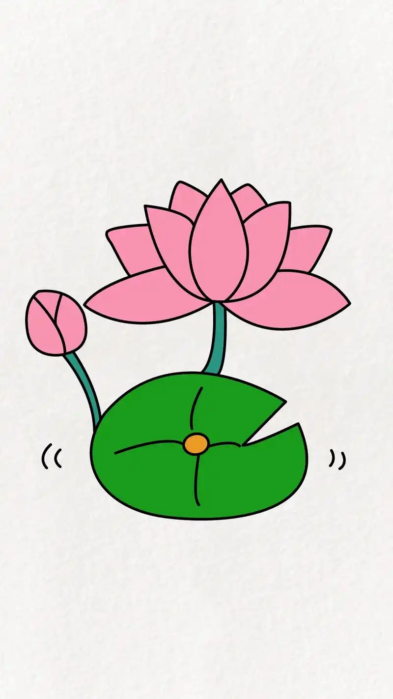 今天教大家画一朵荷花,非常简单哦#简笔画 #零基础学画画 # - 抖音