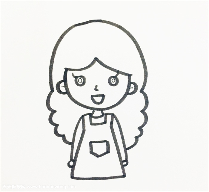 长发妈妈简笔画步骤