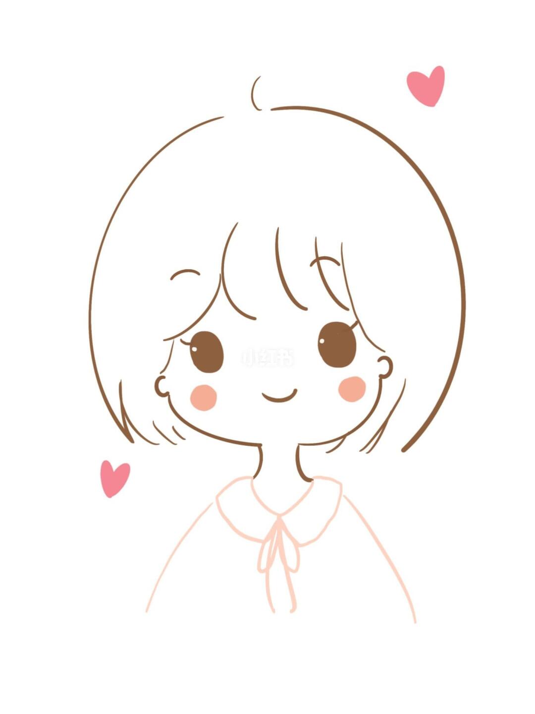 可爱的短发女孩子简笔画