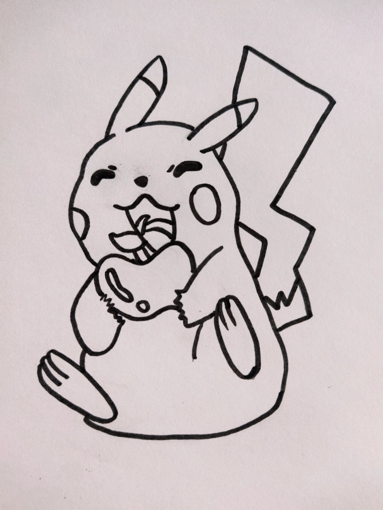 简笔画‖皮卡丘(48) 一个拿着苹果的皮卡皮卡皮卡丘正在向你走来
