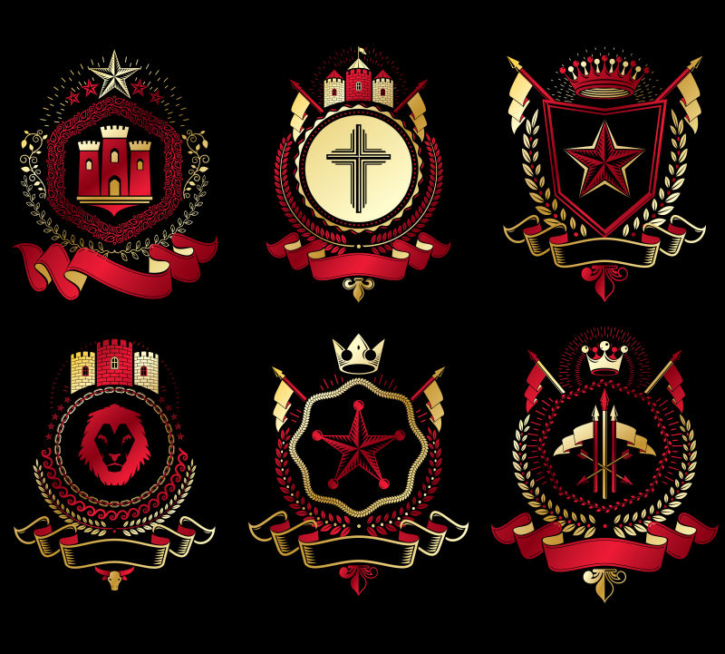 矢量徽章图片-抽象矢量复古优雅灰色徽章设计素材-高清图片-摄影照片