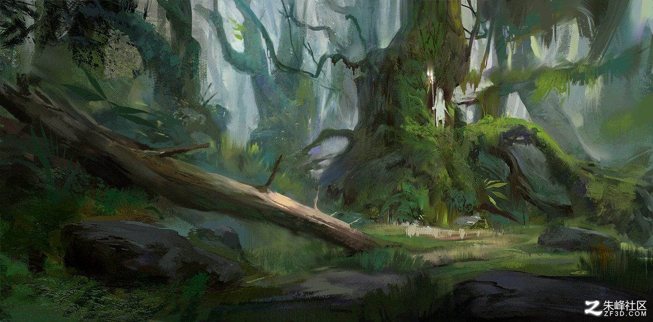 4万次   详细的讲解了森林中木屋的场景原画教程,从起稿到上色,逐层