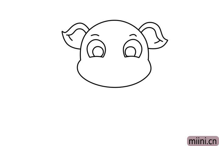 猪耳朵的面具的简笔画
