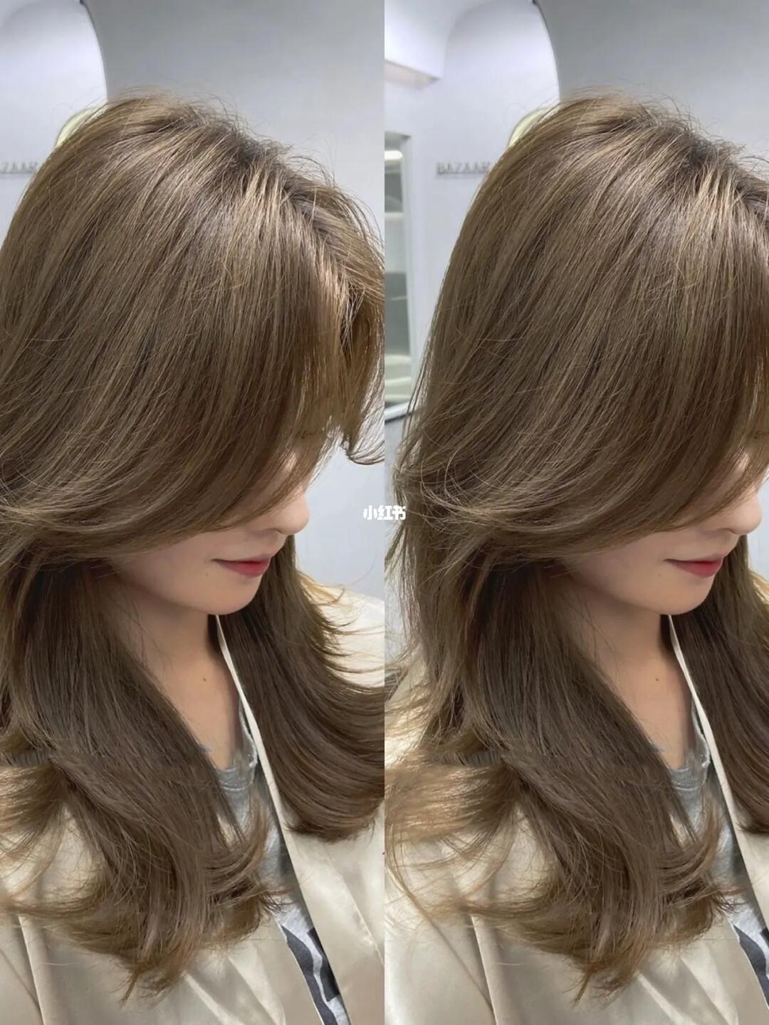 发色分享 爱了,超显白的免漂亚麻冷棕色淡淡的色调高级感十足发色亚麻