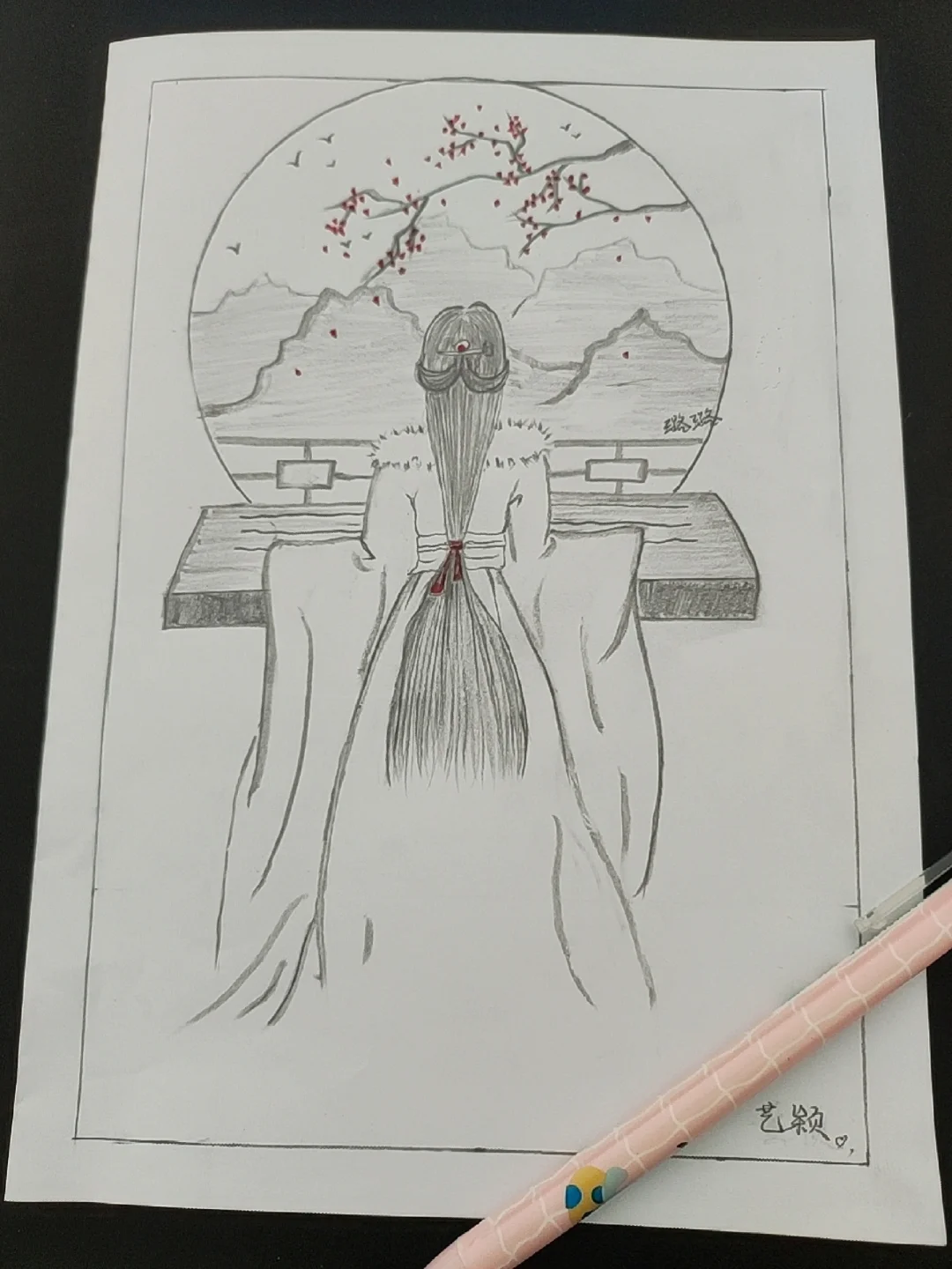 在摸索尝试中自己先期待自己一波#古风美女#铅笔画#临摹#新手学画画