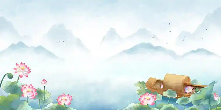 白色古风山水水墨风展板背景