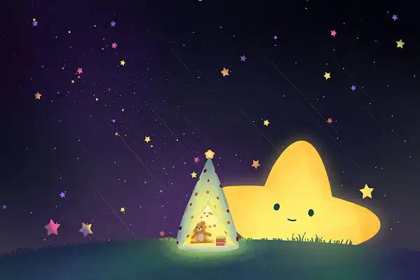手绘小清新星空星星原创插画海报