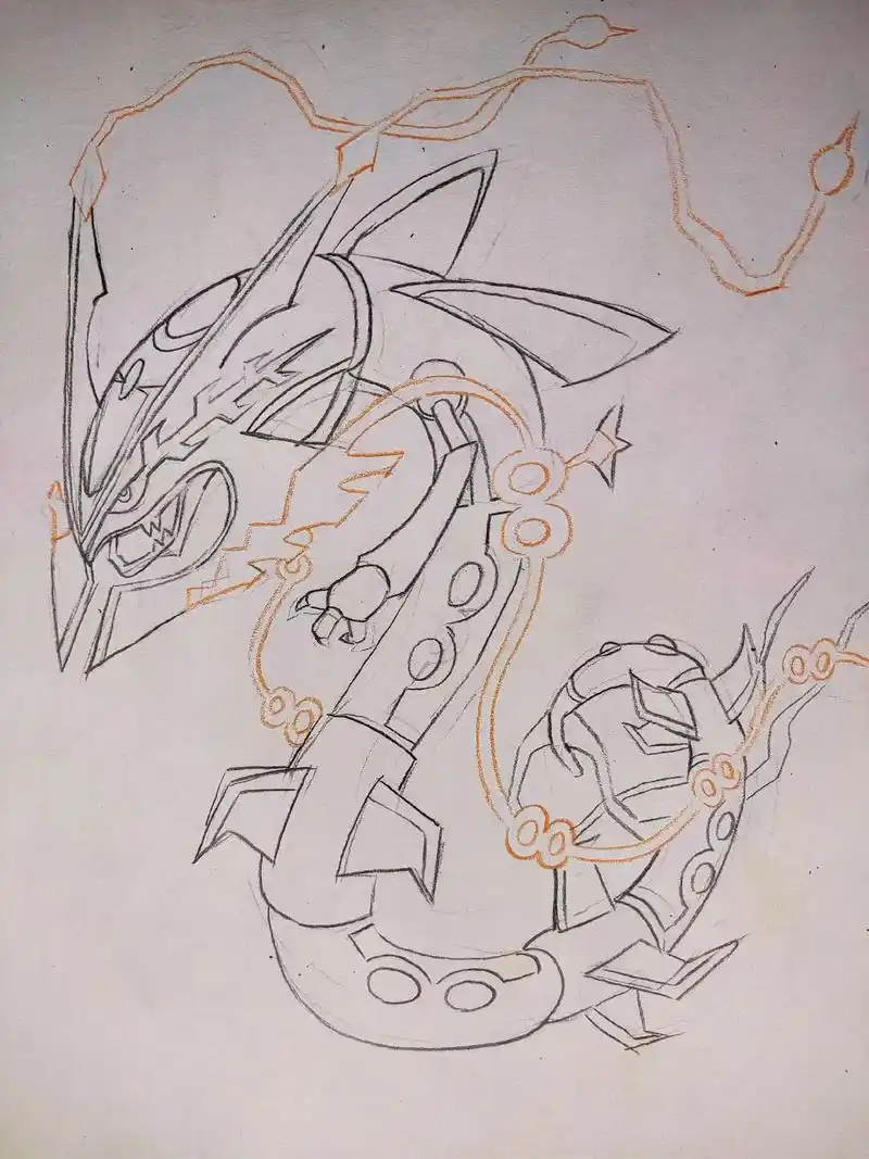 裂空座#手绘 #彩铅 #精灵宝可梦  - 抖音