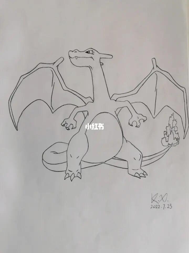 彩铅手绘  #彩铅画  #宝可梦  #喷火龙