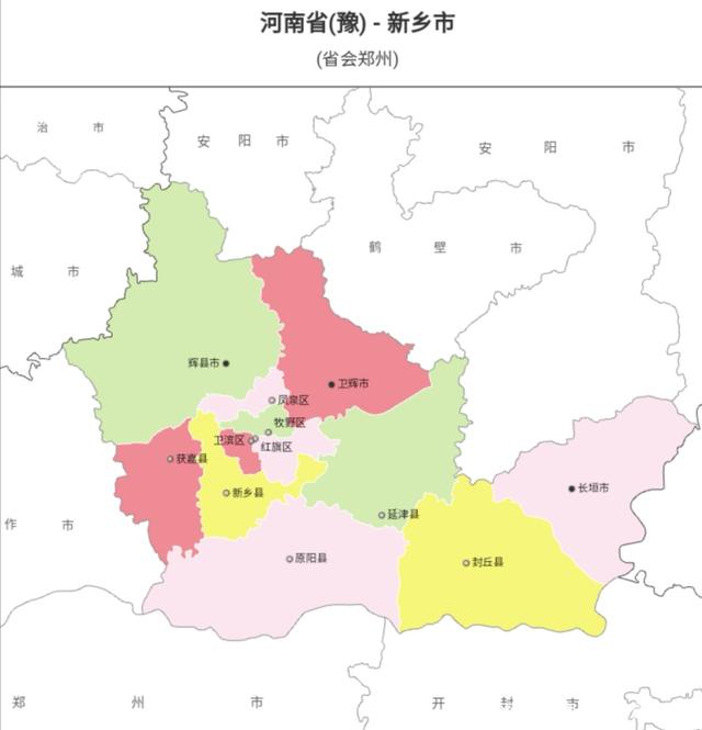 新乡市行政区划图