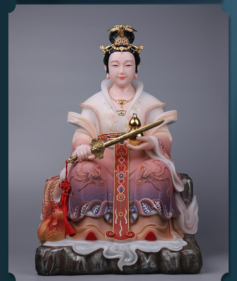 520圆通 汉白玉九天玄女像 彩绘九天玄女娘娘神像家用玄天圣母坐像