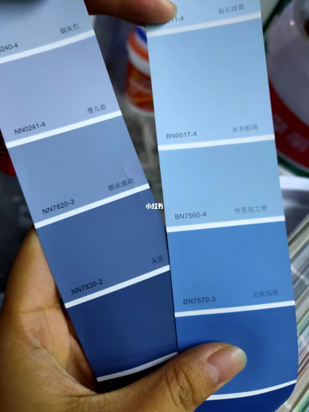 儿童房有一面墙刷北欧风情,沙发背景墙想选灰蓝,但是去实体店看了色卡