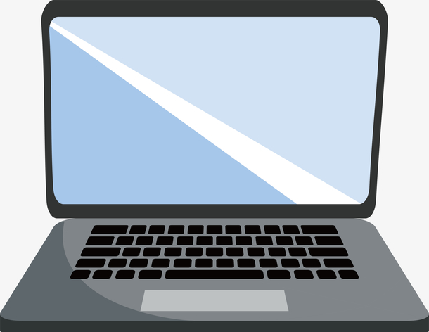 笔记本电脑卡通学习办公用品矢量