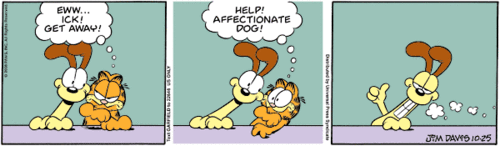 加菲猫与欧弟的简笔画