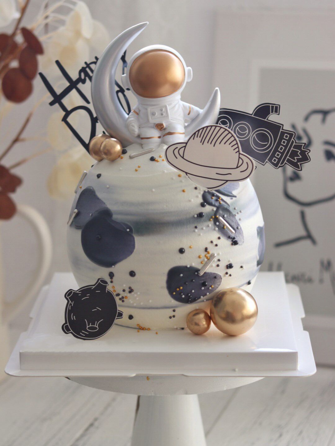 宇航员小王子网红生日蛋糕上海广州深圳同城配送男孩周岁百天定制