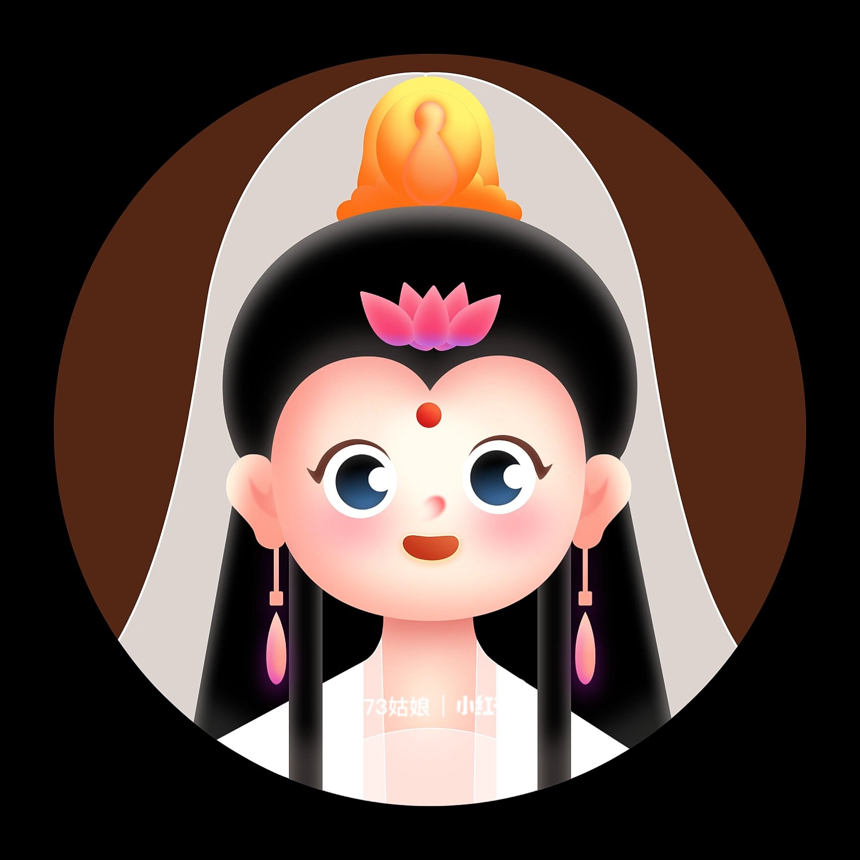 q版观音菩萨卡通头像设计 轻质感头像设计