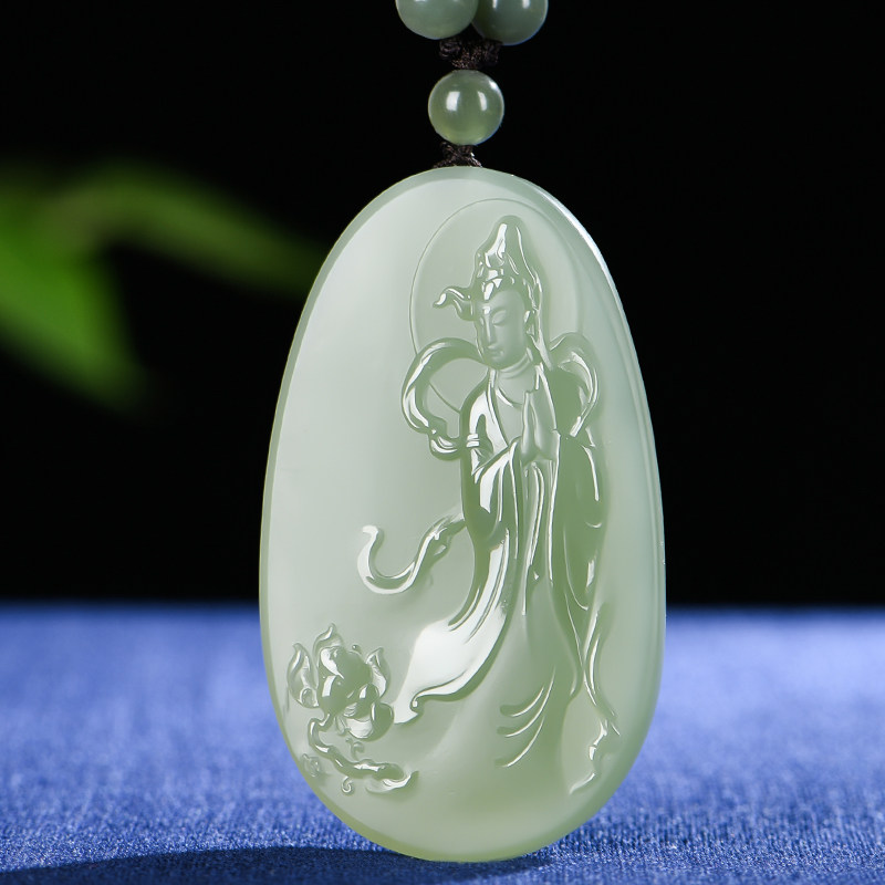 大全—佳媛玉业和田玉浅清合掌观音玉吊坠 男女士款玉坠玉石玉牌玉佩