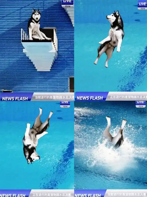 2021萌宠奥运跳水比赛怎么能少了哈士奇