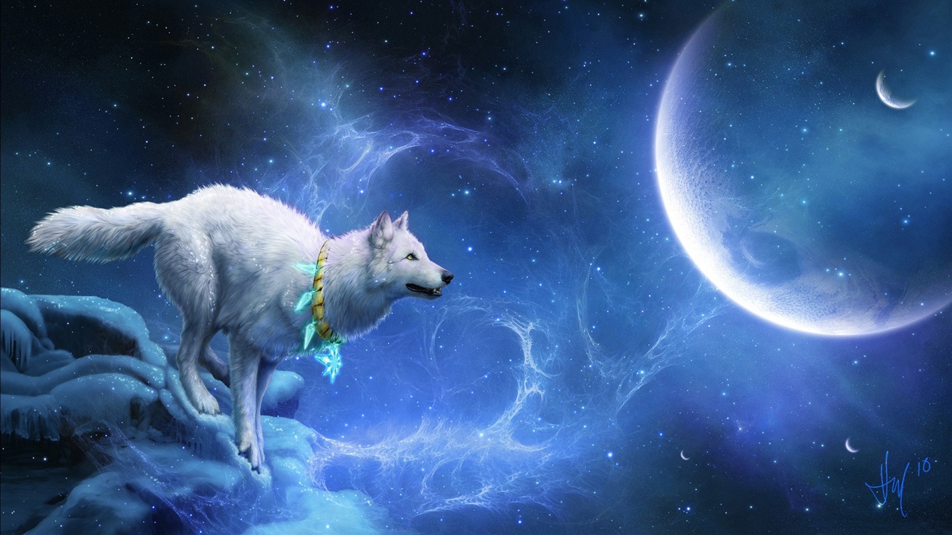 神奇的白狼-设计高清壁纸