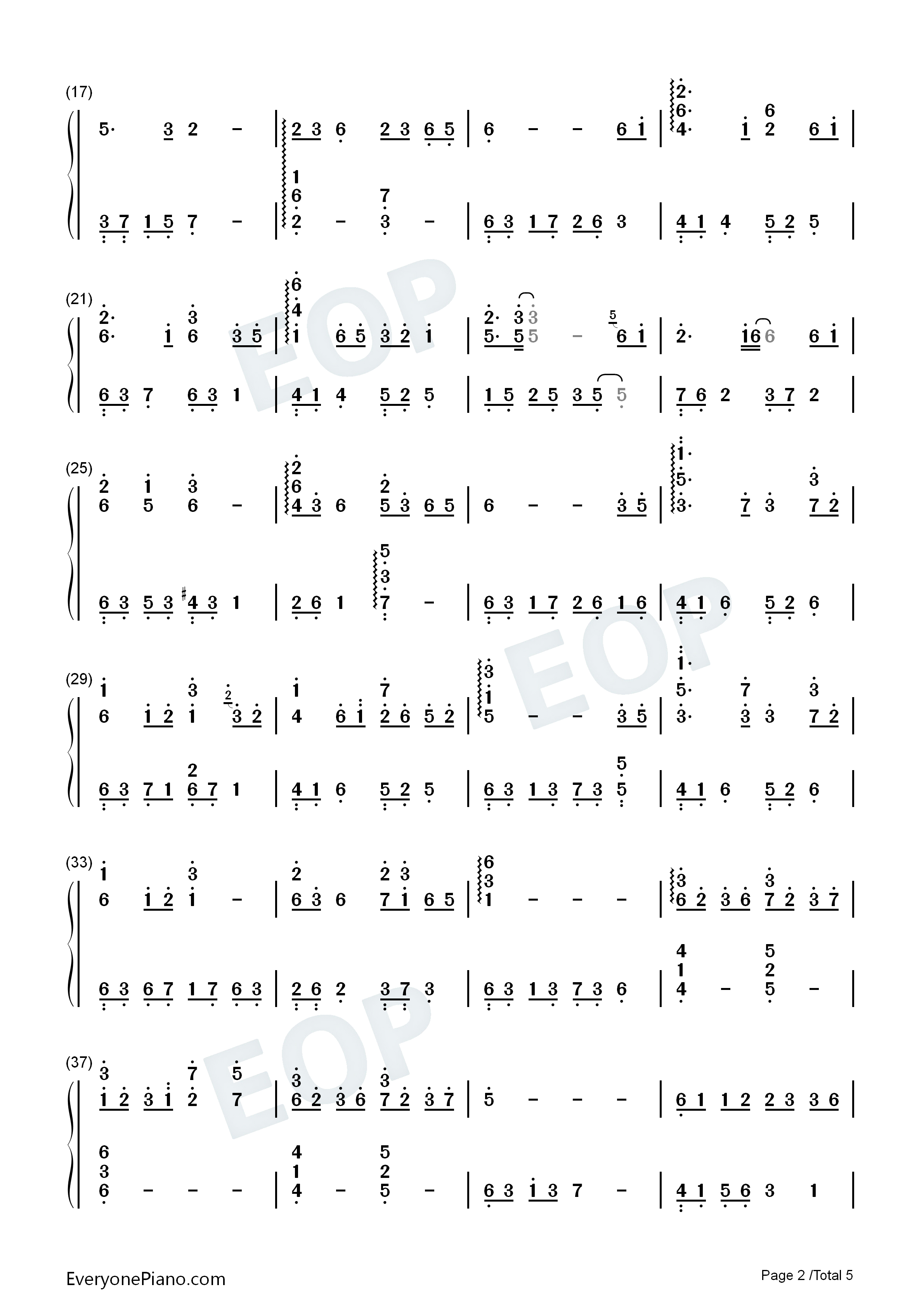 大鱼-完美版双手简谱预览2-钢琴谱文件(五线谱,双手简谱,数字谱,midi