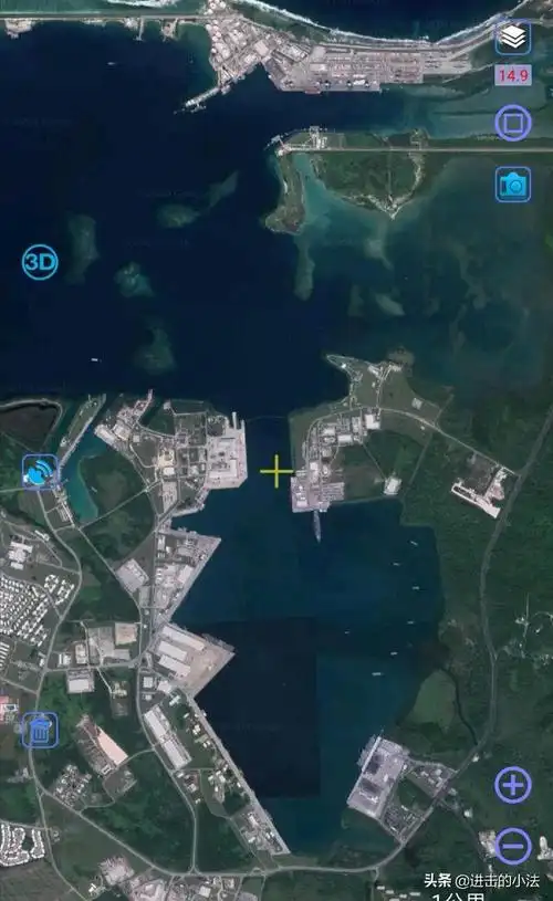 卫星地图上的关岛美军事基地一览无遗