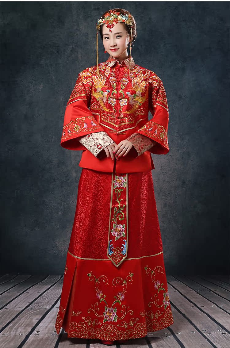 2014秀禾服 新娘结婚中式礼服嫁衣 复古唐装改良民族喜服 批发