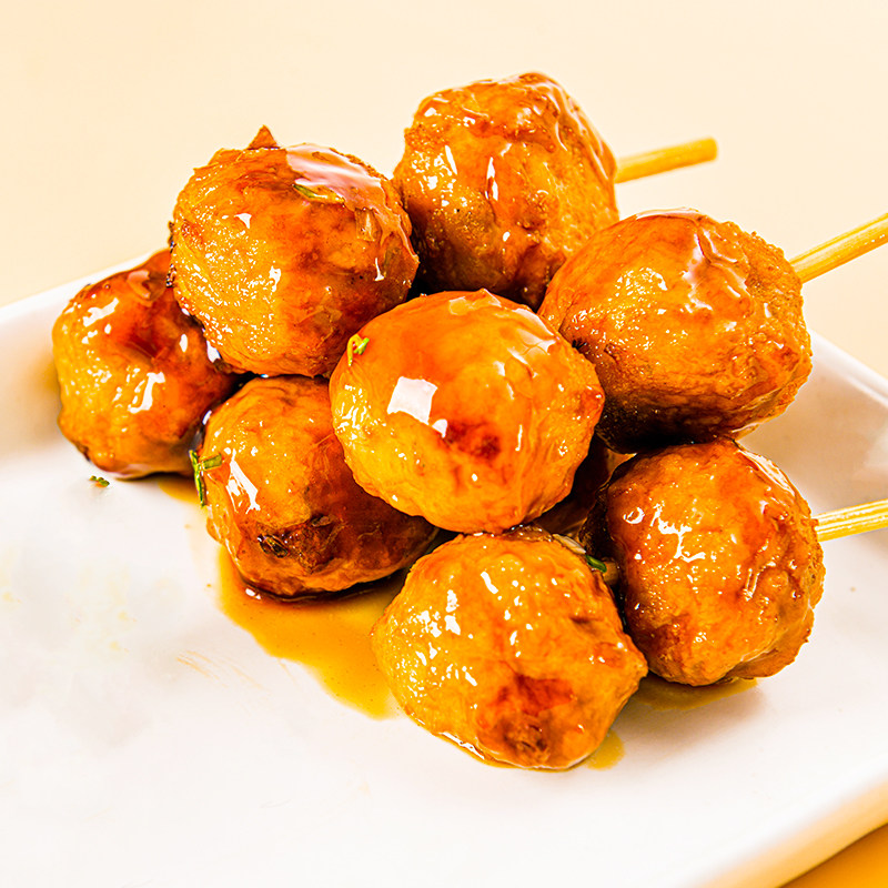 鸡肉华都小丸子低脂健身串烤脆骨丸串加热即食鸡肉丸