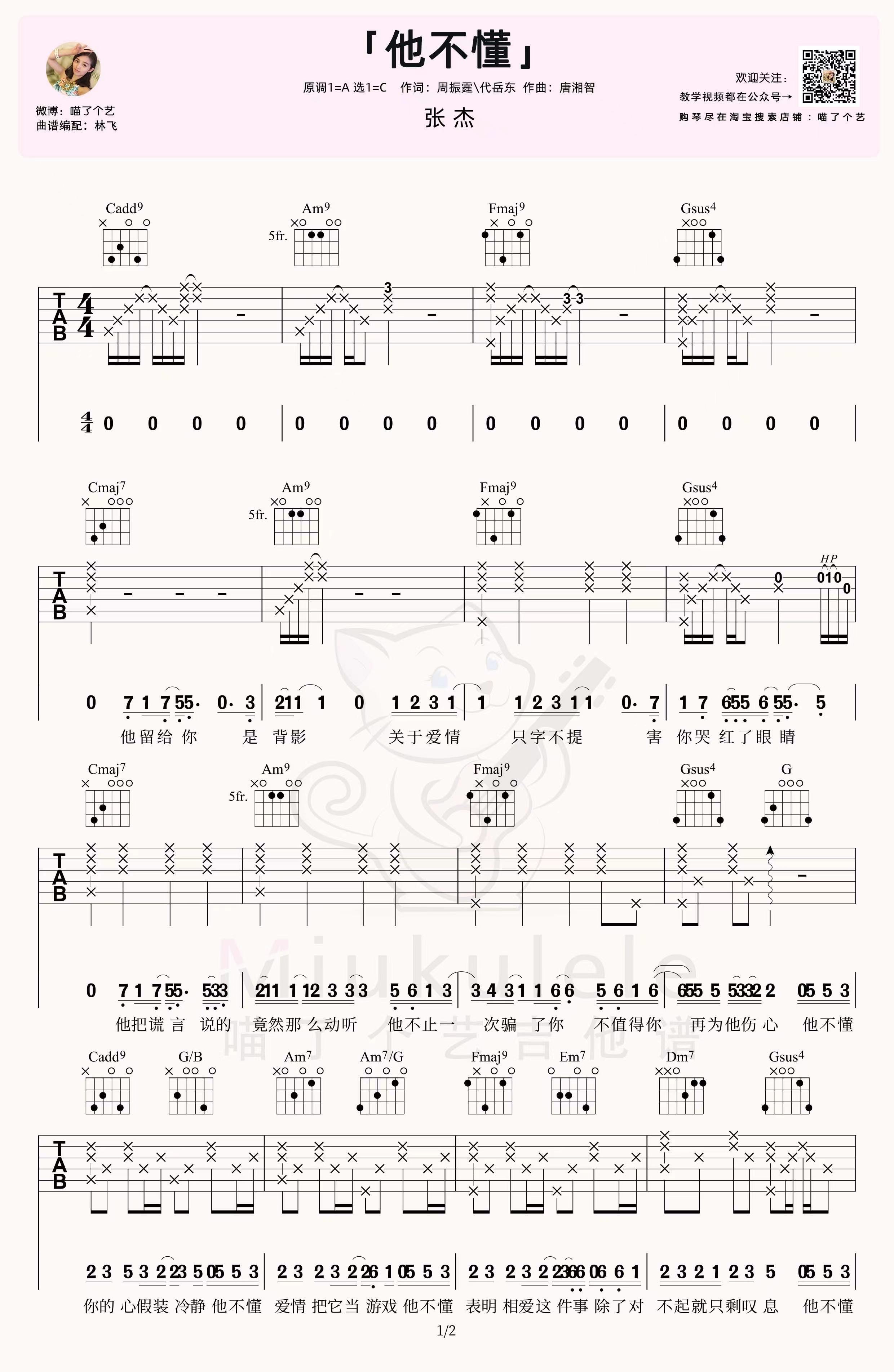 他不懂吉他谱张杰吉他弹唱教学视频