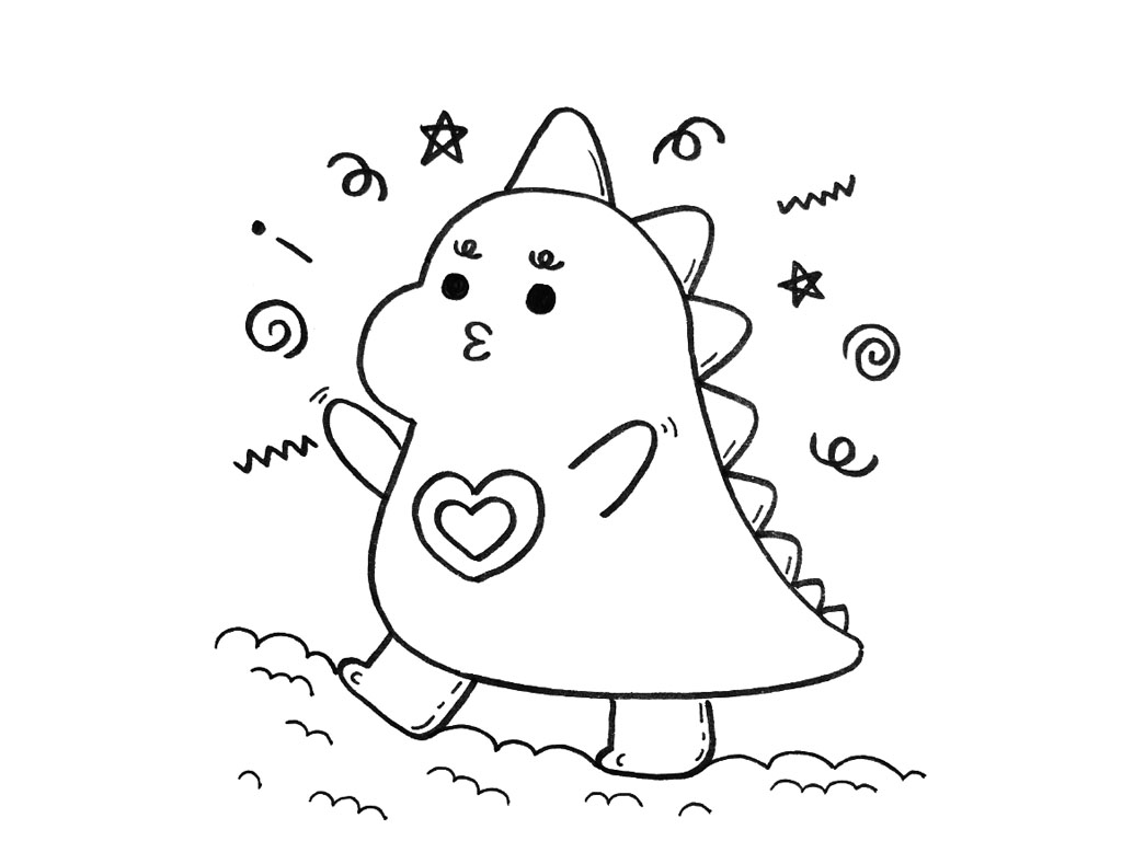 一组可爱的恐龙简笔画图片