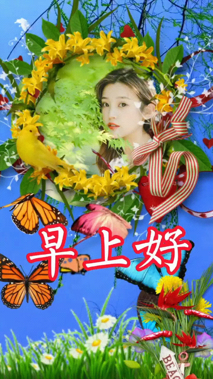 非常漂亮的美女早上好动态表情图片早晨好幸福暖心的美女问候表情图片