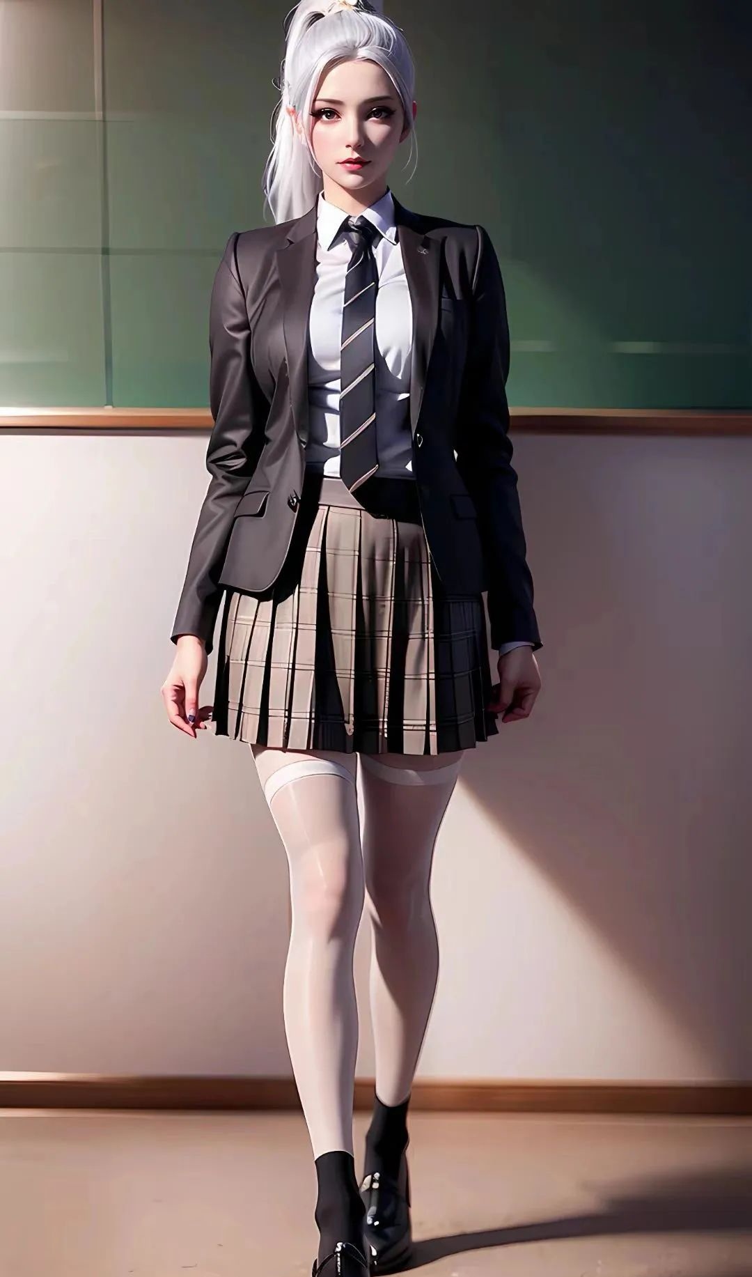 美图欣赏#韩月-白丝配学生装(一)