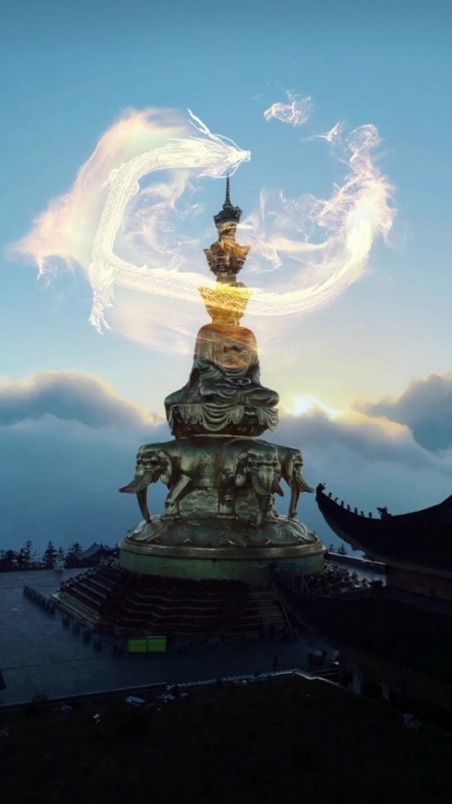 峨眉山发佛光,惊现天龙,大吉大利!