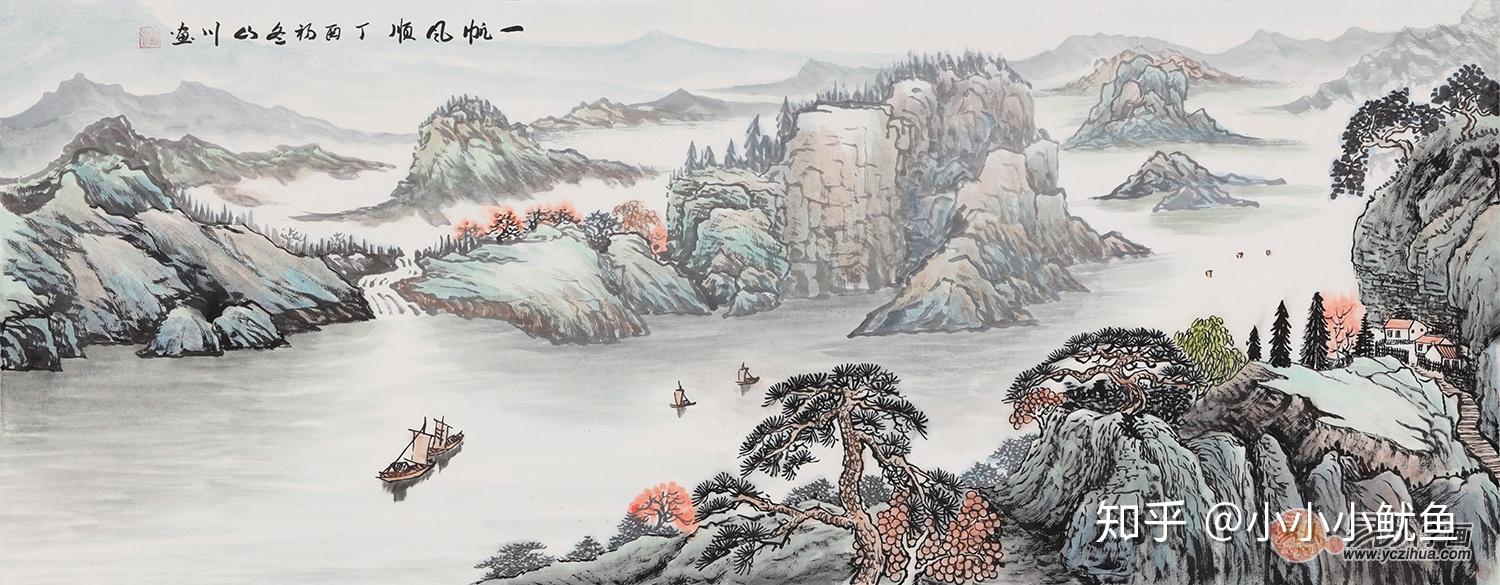 山川写意山水画国画艺术好寓意蕴含其中