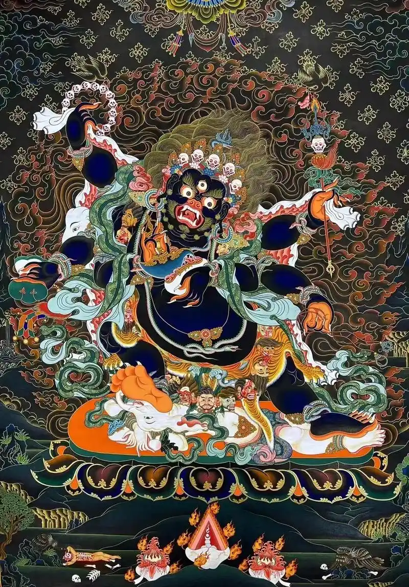热贡唐卡《大黑天·六臂玛哈嘎拉》