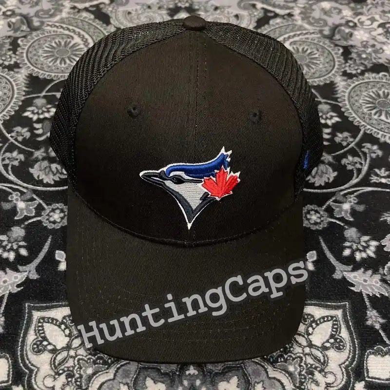 蓝鸟黑色鸭舌网眼帽子9039.多伦多蓝鸟队黑色网帽hat可调 - 抖音