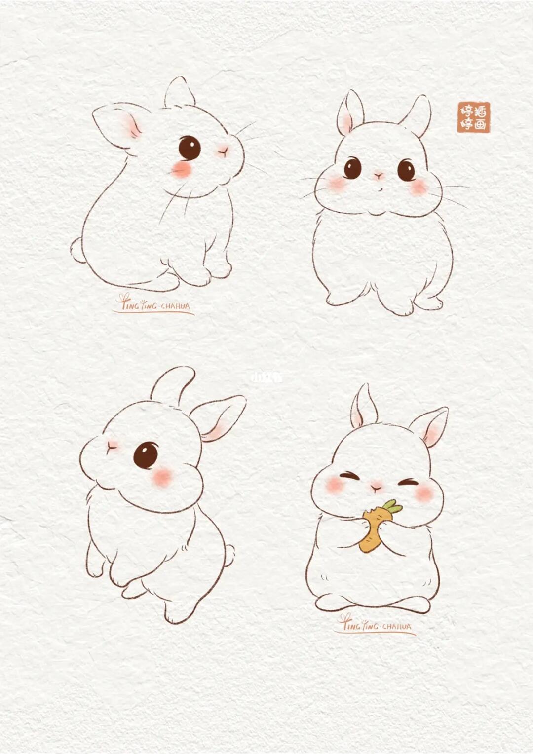 画了几只可爱的小兔子